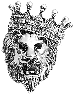 Retro Anstecknadel Tigerkopf Tier Brosche - Löwe & Wolf Kopf Pins für Herren Anzug Zubehör, Metall, Strass