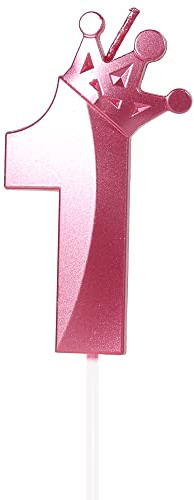 Velas de 1 cumpleaños, vela número 1, Rosa Velas,3D Velas Cumpleaños Numeros con Decoración de Corona Grande Decoración para Tartas Velas Numeros para Cumpleaños