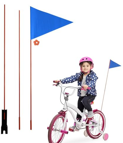 Fahrradfahne, Fahrrad Wimpel, Sicherheitswimpel Kinderfahrrad Mit Fiberglasstange, Fahrradanhänger Mit Stab Reflektierend Wimpelstange, Zusätzliche Kennzeichnung Fahrräder Oder Mobilitätsrollstühle