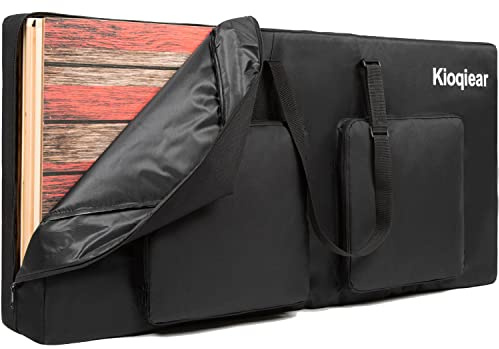 Kioqiear Padded Cornhole Carrying Case for 4' x 2' Regulation Size Board,Heavy Duty Cornhole Board Bag with Extra Pockets and Adjustable Shoulder Strap. (BLK)
