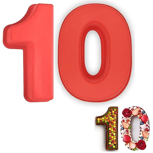Van Der Linn Silicone Number Mould 10 Cake Baking Tin Mould Birthday Extra Large