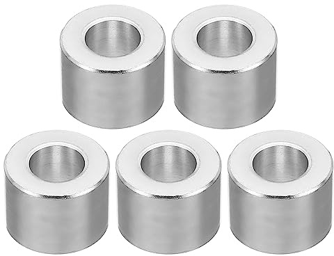 PATIKIL M10 Espaciadores de Aluminio, 5pcs Separador Redondo de Metal Espaciadores Metálicos de Aleación de Aluminio para 3/8 M10 Tornillo Pernos, 10.5x20x15mm (ID*OD*Esp.)