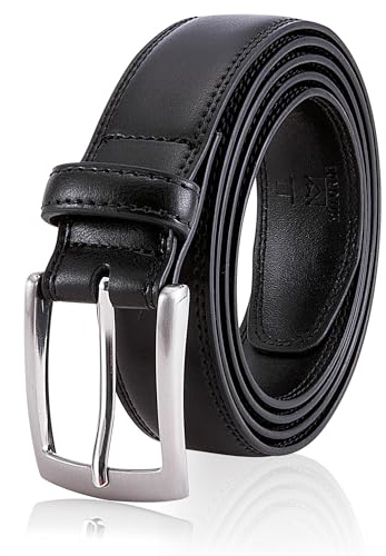 Milorde Men's Genuine Leather Dress Belt, Handmade, 100% Cow Leather, Fashion & Classic Designs for Work Business and Casual