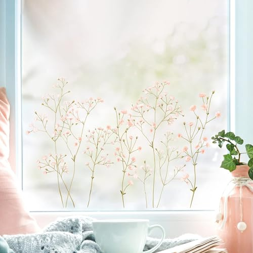 Wandtattoo Loft Fensterbilder Frühling Gysophila Blumen Motiv - A4 Bogen, Wiederverwendbar - Fensterdekoration Selbstklebend mit Fensterfolie