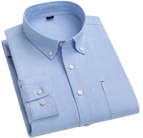Adhdyuud Camisas de algodón para hombre, estilo casual, de manga larga, con cuello de botón, camisa de vestir de negocios con bolsillo en el pecho, T0c17-1, 4XL