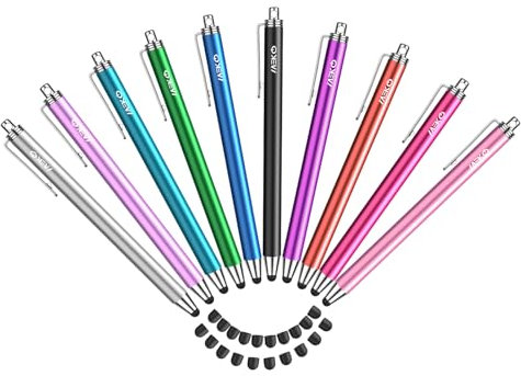 Tablet Stift MEKO 10er Pack Touchscreen Stift mit 20 Ersatzgummispitzen in 6mm, Touch Pen für alle Tablets/Handys wie iPhone/iPad/iWatch/Samsung/Huawei/Xiaomi/Surface/Chromebook usw.- Farbe 1