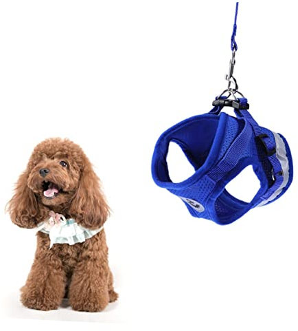 Sosoport Hundegeschirr Mit Leine Verstellbar Und Reflektierend XL Blau Für Optimale Und Komfort Beim Spaziergang Mit Ihrem Haustier
