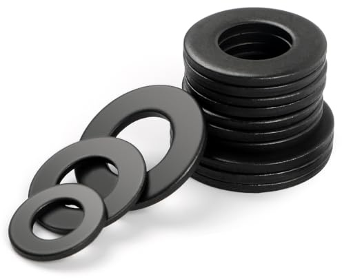 FOMGIIN Unterlegscheiben Flache, 50 Stück M6 x 12mm Unterlegscheibe Schwarz Kohlenstoffstahl Beilagscheiben Karosseriescheiben Distanzscheiben Dichtung Distanzringe für Schrauben Gewindestangen