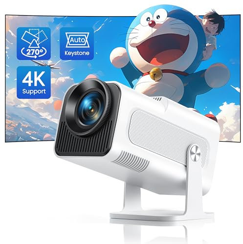 Projector 4K, Portable Projector with【270° Rotatable & Auto Keystone】Native 1080P Smart Home Cinema Projectors, TOPTRO WiFi6 Bluetooth Short Throw Mini Projectors for iOS/Android