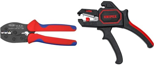 KNIPEX PreciForce® Crimpzange, in Blister & Automatische Abisolierzange, 0,2-6 mm², Feinjustierung, einstellbarer Längenanschlag, Abisolierwerkzeug, Abisolierer, 12 62 180