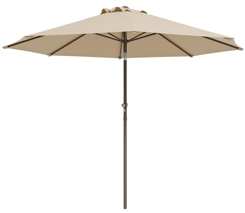 Outsunny Parasol de Jardin Parasol Droit Rond en Métal Ø 2,63 m Beige