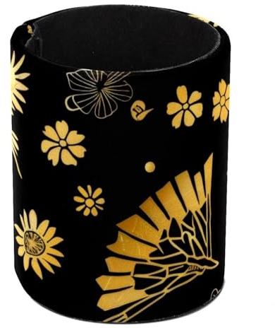 Eslifey Stifthalter, runder Stifthalter für Schreibtisch, Kranichfächer, Blume, goldene Silhouette, Stiftebecher, Make-up-Pinselhalter, Ständer, Display, Schreibtisch, Schreibwaren, Organizer für