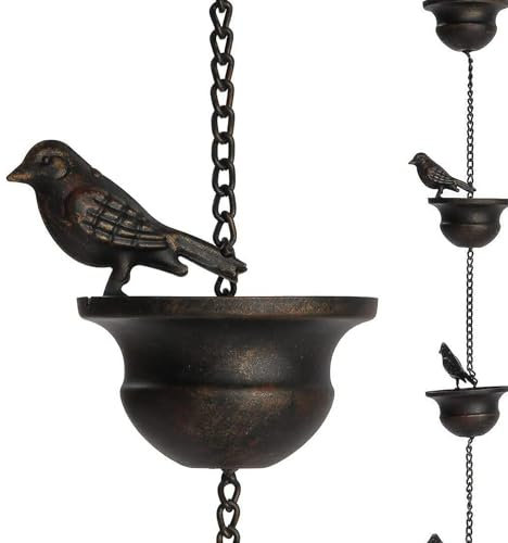 Regenkette,Kolibri-Regenketten, aus dem Material „Eisen“,Garden Products Regenkette,9*7*60 cm,Abnehmbar, Hängende Regenkette,für Dachrinnen, funktionale und dekorative Ersatz-Fallrohrkette.