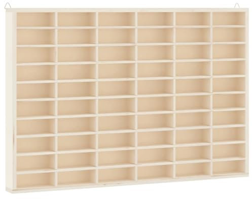 vidaXL Sammlervitrine aus Holz mit 60 Fächern, Hängevitrine für Wohnzimmer Esszimmer Schlafzimmer, Wandregal Hängeregal Vitrine Deko