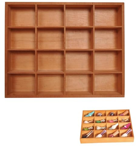 1Pc Wooden Drawer Organizer,16 Compartments Divided Tray for Arts Crafts Supplies,13.4x10.6x2‘’,Multifunction Serving Tray Divided Platter Food Server,Wooden Food Serve Tray,for Snack,Tea Bag,Hotpot