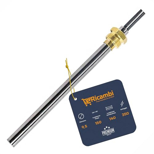 ERICAMBI, Résistance bougie d'allumage cartouche d'allumage pour poêles à granulés HT3303 avec raccord fileté 3/8 gaz, longueur totale 150 mm - puissance 350 W pour modèles MCZ
