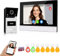 QTTYELOK Tuya WiFi Video Intercomunicación Sistema de Timbre de 7 Pulgadas Pantalla Táctil de Color Interfonos Cámara 1080P, Visión Nocturna IR, Tarjeta RFID App Desbloqueada a Distancia