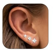 Kenivira 3 Paires Boucles d'Oreilles Argent pour Femme, Boucles d'Oreilles Argent avec Zircon Cubique, Hypoallergéniques, Cadeaux Bijoux pour Femmes