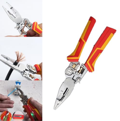 Pinza spelafili multifunzione 8 in 1, per elettricisti, con funzione di misurazione dell'elettricità, strumento di crimpatura per spelare e tagliare