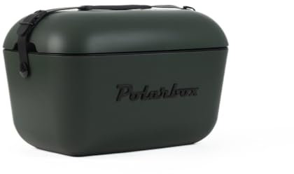 Kreher® Kühlbox Passive Kühlbox Kühltaschen Polar in Retro Vintage Design aus Kunststoff mit polystyrol (Airpop) thermische Isolierung (Dunkelgrün Schwarz, 20 L)