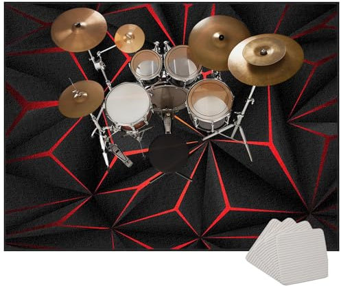 Schlagzeugteppich Drum Teppich Elektrisches Schlagzeug Teppich Teppiche, Professionelles rechteckiges Schallschutz Teppich Elektronisches Jazz Schlagzeug Kit für Bass Snare Drum Matte 180 x 160 cm