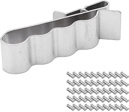 Zaweliyo 50pcs 304 Clips de Câble en Acier Inoxydable Clips de Gestion des Câbles 4 Cerceau Métallique avec Conception Barbelée pour Panneau Solaire Photovoltaïque, Clips de Fil