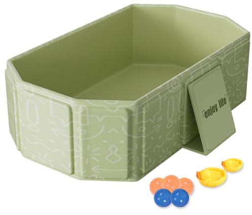 La bañera de bebé plegable, la bañera de bebé plegable, PVC plepsible con desagüe y pies de soporte, portátil con juguetes para niños de 0 a 8 años