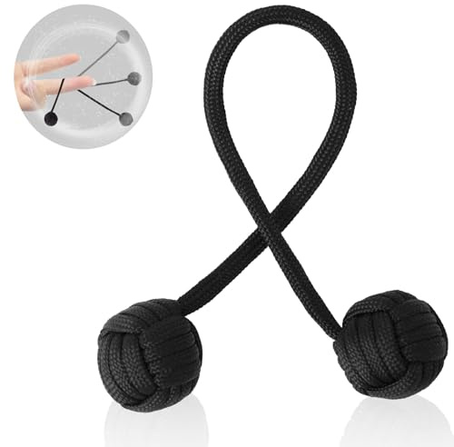 Lyreh Zappelperlen, Zappelspielzeug mit Stahlkugel und Nylonseil Tragbar Begleri Beads Nutmeg für Männer Frauen Teenager Handübungen (Schwarz)