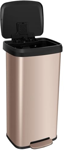 COSTWAY Poubelle Cuisine 68 Litres en Acier Inox, Poubelle Rectangulaire Pédale Amortisseur, Casier pour Désodorisant, Couvercle Fermeture Douce, Anti-Empreintes