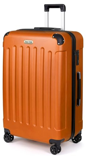 TANTOMI Koffer Groß, 28 Zoll Hartschalenkoffer, Trolley, Leichter ABS-Rollkoffer, Reisekoffer mit 4×360°-Rollen, 3-Stelliges Zahlenschloss (Hellrotorange, 95L)