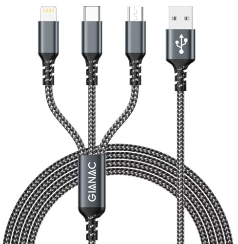 GIANAC Multi USB Kabel [0.5M] ladekabel 3 in 1 schnellladekabel | Universal Ladekabel USB Ladekabel Mehrfach mit Micro USB C Lightning Kabel für iPhone,Android Galaxy, Huawei,Oneplus,Sony