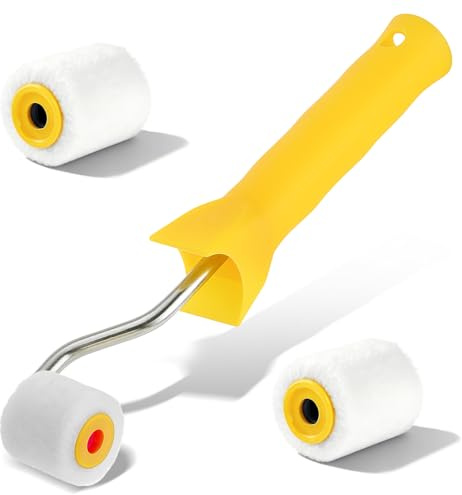 Extra Small Roller Paint Brush Wool, 1 Inch Mini Paint Roller + 2 Rollers Tiny Paints Brushes Tool for Touch up Trim Edge or Corner, Mini Rollers for Painting Brush Window Frames Photo Frames