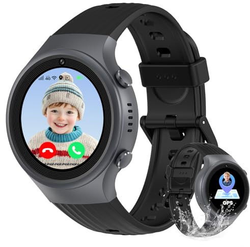 Ucani Montre connectée 4G pour Enfants - Smartwatch téléphone avec positionnement GPS, dotée de Fonctions d'appels vidéo, Chat, Caméra, SOS et de podomètre, adaptée aux Enfants de 4 à 12 Ans (Noir)