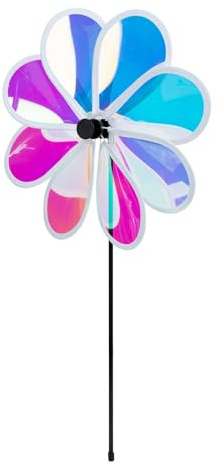 Sewroro Moulin à Vent Anti-Oiseaux de Jardin 8 Feuilles 30 Cm Diamètre 60 Cm Hauteur Abs Coloré Réfléchissant pour Extérieur Oiseaux Pelouse Jardin
