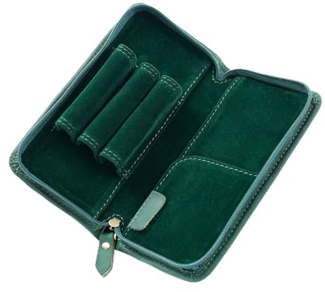 Generisch Füllfederhalter-Etui – Vintage-Stift-Organizer Aus Leder, Aufbewahrungsetui Mit 3 Fächern, Tragbarer Schreibgerätehalter | Ideal Für Reisen, Zuhause, Schule, Studium, Zeichnen,