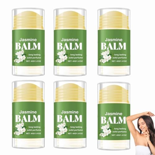 Balsamo profumato al gelsomino solido, portatile e leggero, da donna, fragranza fresca ed elegante, fragranza al gelsomino, stick aromatico, facile da pulire, lunga durata, per appuntamenti quotidiani