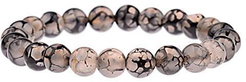 Stein Armband,Naturstein Armreif 7 Chakra Ethnische 8 Mm Grau Onyx Perlen Stretch Yoga Energie Charme Bracelets Für Angst Männer Mädchen Paar Weihnachten Geschenk Schmuck