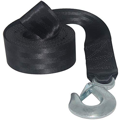 AC-DK Boat Trailer Winch Strap 2 x 20' with Safety Hook, Double Stitched at Both Ends for Large Boat, Trailer, Wave Runner, Towing, Heavy Duty Equipment, Black (Up to 8,500 lbs)