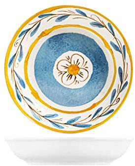 Royal Norfolk Tropea Set 12 Piatti Fondi in Porcellana 21cm, Colore, Tavola Estiva