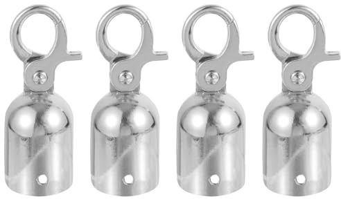 iplusmile Rope End Stopper with Snap Hook 4-Pack Cord End Caps for Stanchion Rope Barriers Crowd Control Safety Setup 2.99X4.40X1.10 Inch