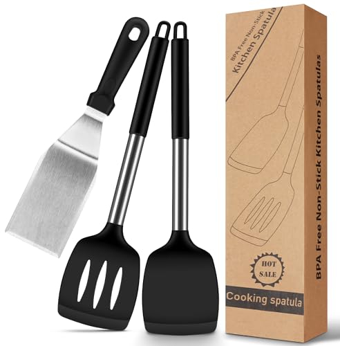 Espátulas de silicona, 2 espátulas de cocina de silicona, espátula profesional, espátulas resistentes al calor sin plástico BPA, juego de utensilios de cocina de silicona