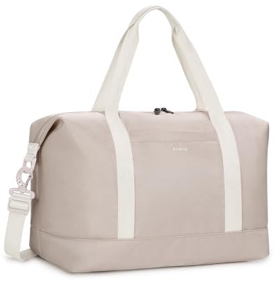 ECOHUB Ryanair Cabin Bags 40x20x25, 20L Underseat Hand Luggage Bag, Foldable Carry On Bag with Removable Wet Pocket, Water-Resistant Overnight Hospital Weekend Bag for Women, Beige (Patent Pending)