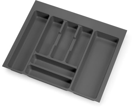 emuca Besteckeinsatz Optima für Schrankbreite 60 cm, Rand schneidbar (B 504-536 x T 418-482), Kunststoff, Anthrazitgrau