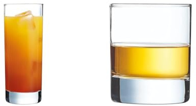 Arcoroc - Collection Islande - 6 verres haut 33 cl en verre trempé - Design moderne & Collection Islande - 6 verres bas 20 cl en verre - Usage professionnel