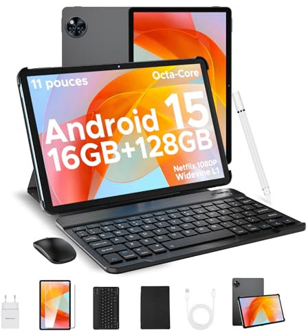 DOOGEE U11 2025 Newest Tablet 11'' Android 15 16(4+12) GB+128GB/2TB TF Octa-Core, 90Hz, 8580mAh, Offerta WiFi, 13MP, Tablet con Tastiera& Mouse& Penna& Case- Nero