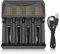 18650 Battery Charger Rechargeable Universal 4-Bay Charger, Automatic LCD Display,Fast Charging for Ni-MH/CD 3.7v Lithium 22650 21700 10340 10440 14500 16340 17335 17500 17670 18500 20700
