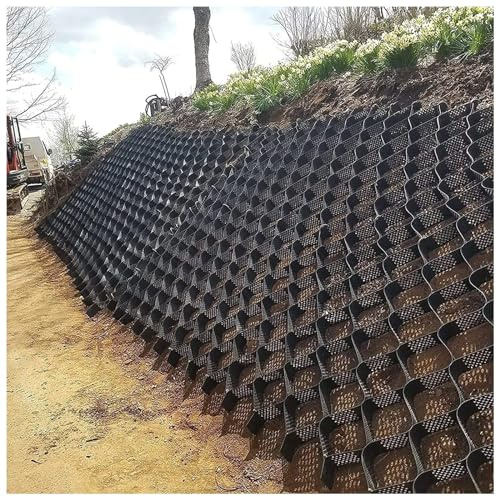 10,2 cm pour murs de soutènement et pentes de gravier, grille de stabilisation du sol avec trous de drainage, pavés perméables noirs pour contrôle de l'érosion du sol (10 cm de haut)