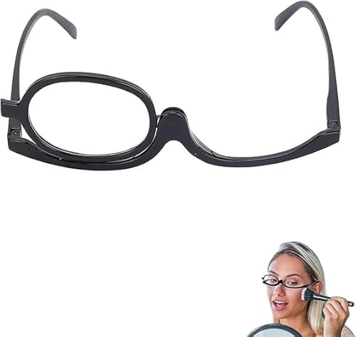 1Pair 300 Degrees Make Up Glasses Flip Up Lens,Folding Reading Glasses Magnifying Make up Glasses With Flip-Down Single Lens For Womems Reading Glasses Magnifying Glasses