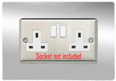 Double Socket Surround, Square Acrylic Back Panel Finger Plate, Decorative Frame for Neat and Tidy Finish (Silver Mirror)