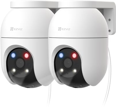 EZVIZ 2K Security Camera Outdoor Wired, 360° Pan Tilt WiFi Cam, C8c 3MP | Ai Human Vehicle Detection, Color Night Vsion, Ip65 weatherproof, Spotlight siren, Support 512gb local, works with alexa